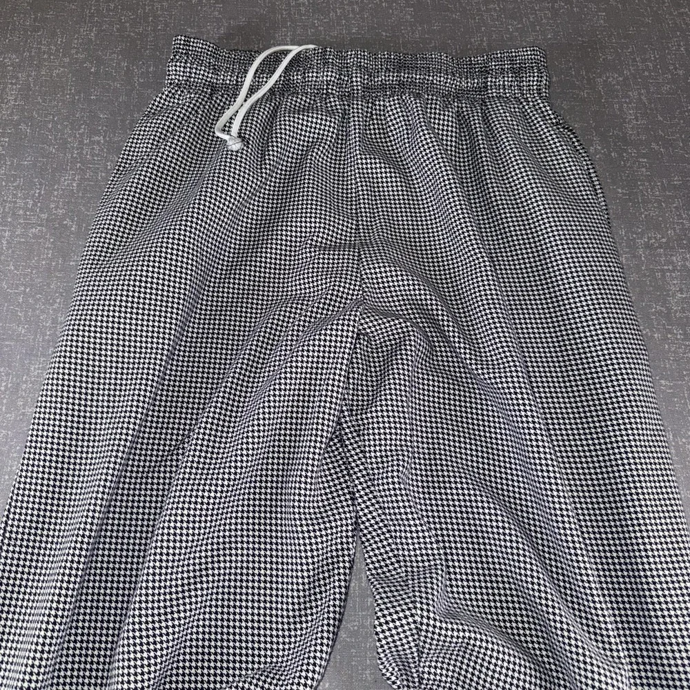 Uncommon Threads Pants Mens Large Black White Houndstooth Chef Elastic Waist